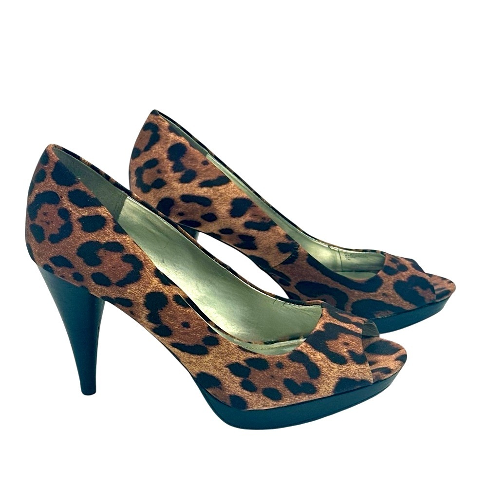 Style & Co Women's Peep‎ Toe Celine Leopard Print Heels